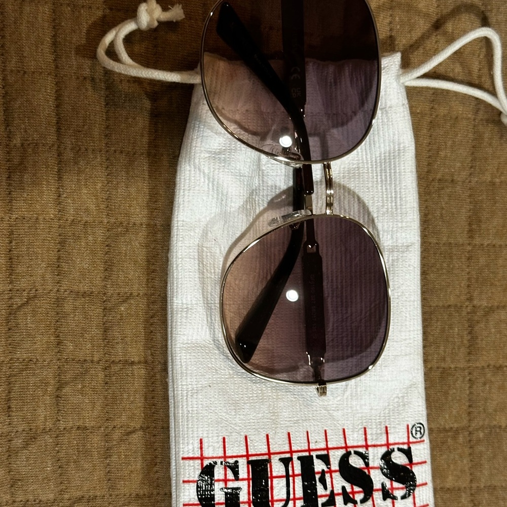 Guess Gold Frame Sunglasses with Dark Lenses